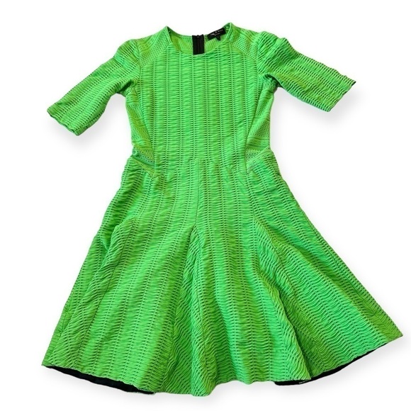 RAG & BONE Green Niki pointelle laddered-jersey fit and flare mini‎ dress SIZE 2 - Picture 7 of 15